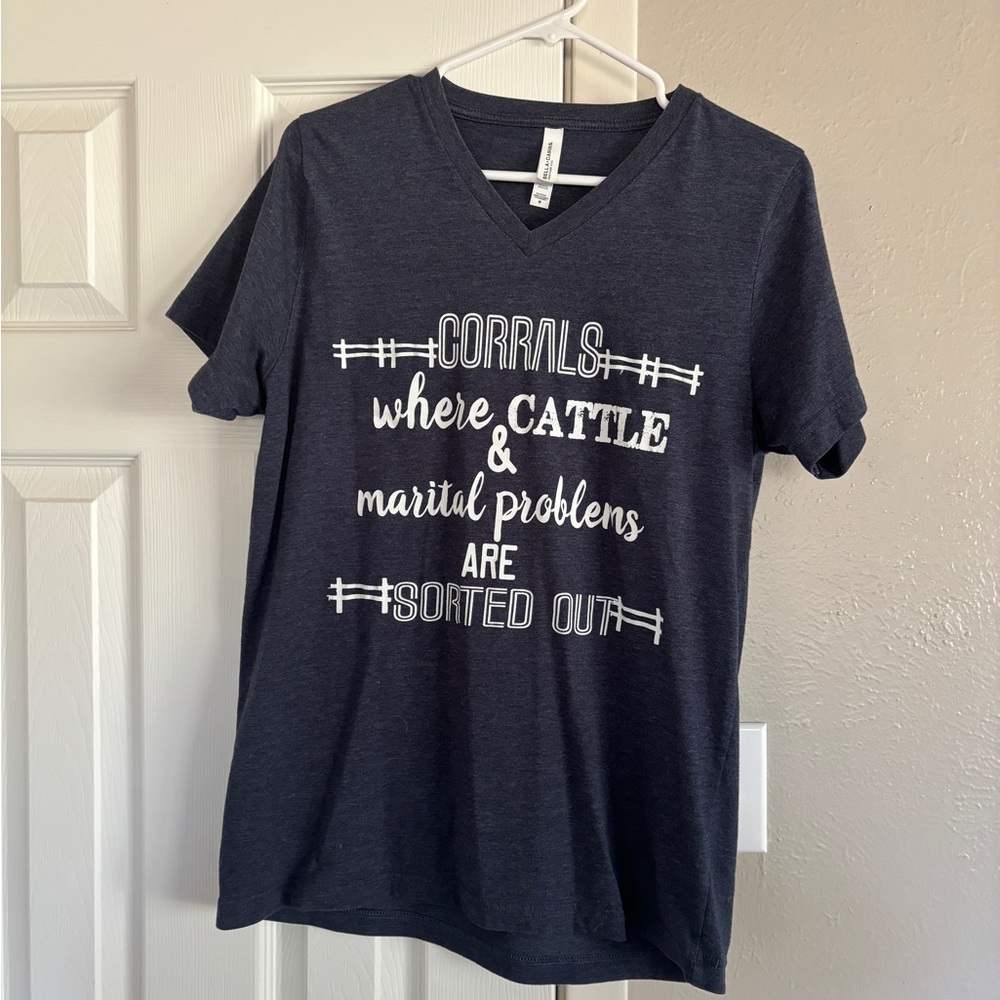 Bella Canvas Heather Navy Western V-Neck Tee